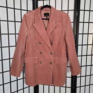 Banana Republic Rivoli Pink Blush Corduroy Double-Breasted Blazer